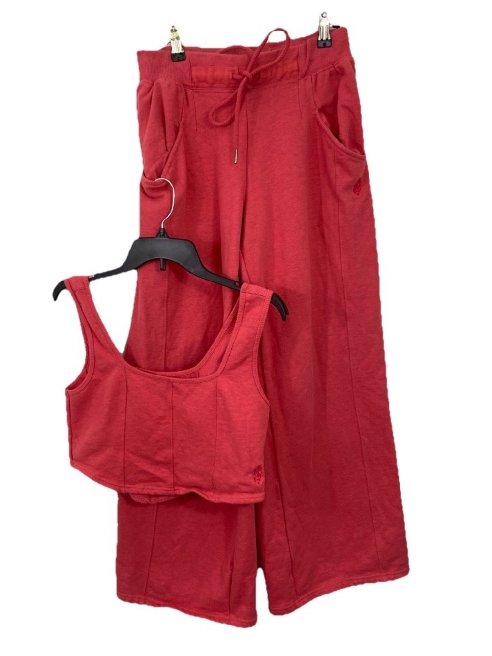 Free People Movement Set 2 Piece For The Win Wide Leg Pants & Crop Tank Pink M - Picture 2 of 14